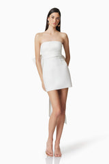 Celia Mini Bow Dress in White
