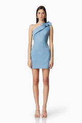 Celia Mini Asymmetrical Dress in Blue