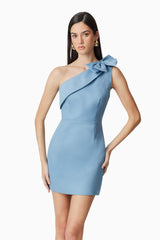 Celia Mini Asymmetrical Dress in Blue
