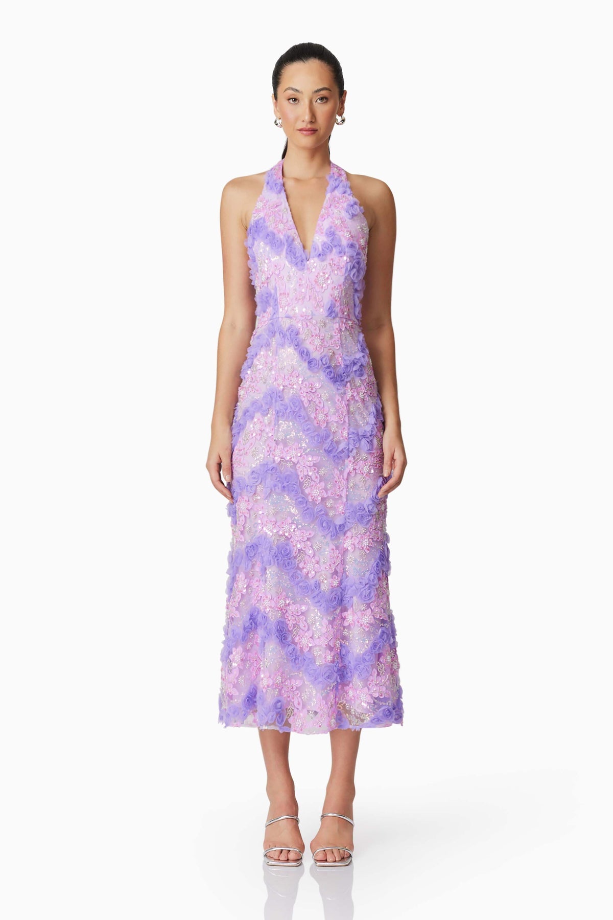Vonni Halter Maxi Dress in Purple