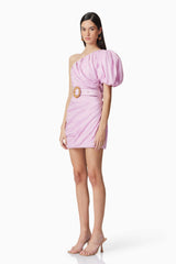 Kara Asymmetrical Mini Dress in Purple