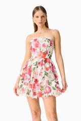 Roselle Strapless Mini Dress Pink Floral
