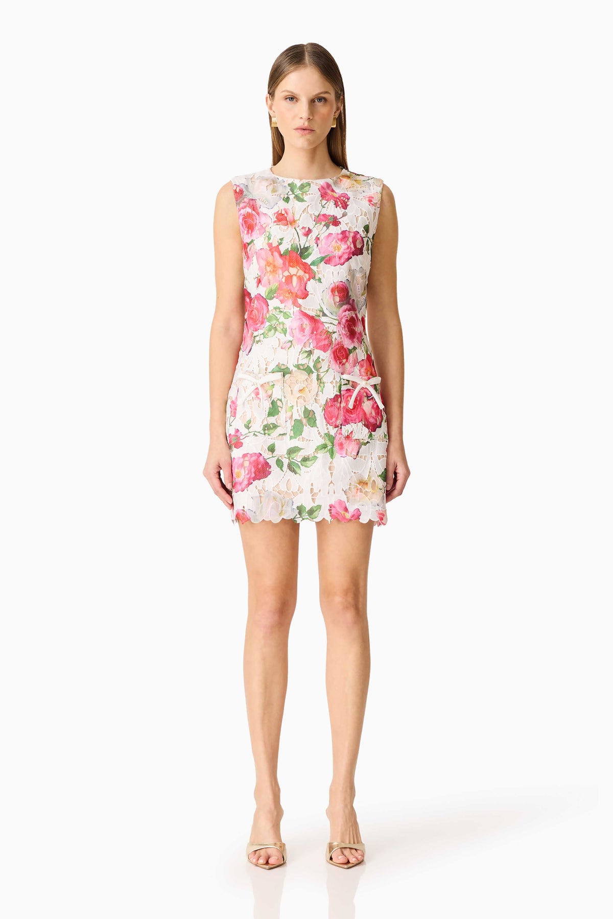 Roselle Shift Mini Dress Pink Floral
