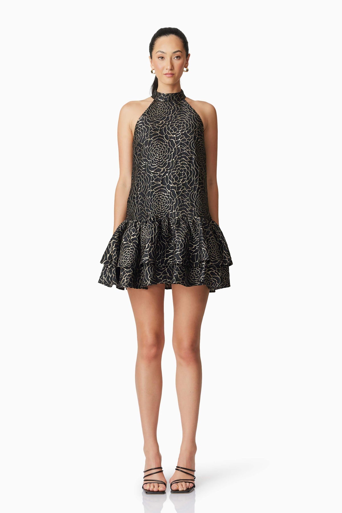 Deanna Halter Mini Dress in Black