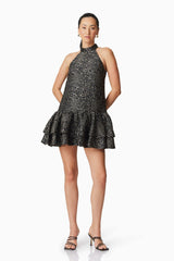 Deanna Halter Mini Dress in Black