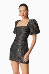 Deanna Puff Sleeve Mini Dress in Black