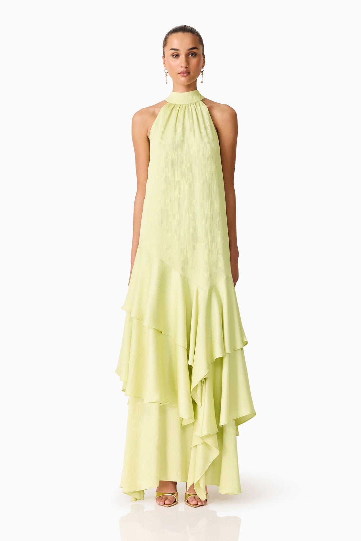 Varella Halter Gown in Pistachio Green