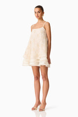 Vessia Shift Mini Dress in Cream
