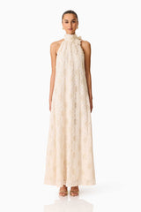 Vessia Halter Neck Maxi Dress in Cream