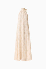 Vessia Halter Neck Maxi Dress in Cream