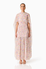 Alinda Cape Gown in Pink Floral