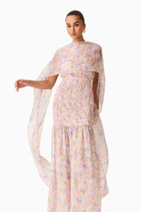 Alinda Cape Gown in Pink Floral