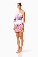 Alice One Shoulder Mini Dress in Ombre Floral