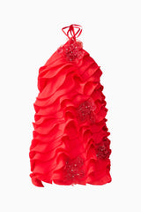 Yvette Halter Mini Dress in Vermilion Red