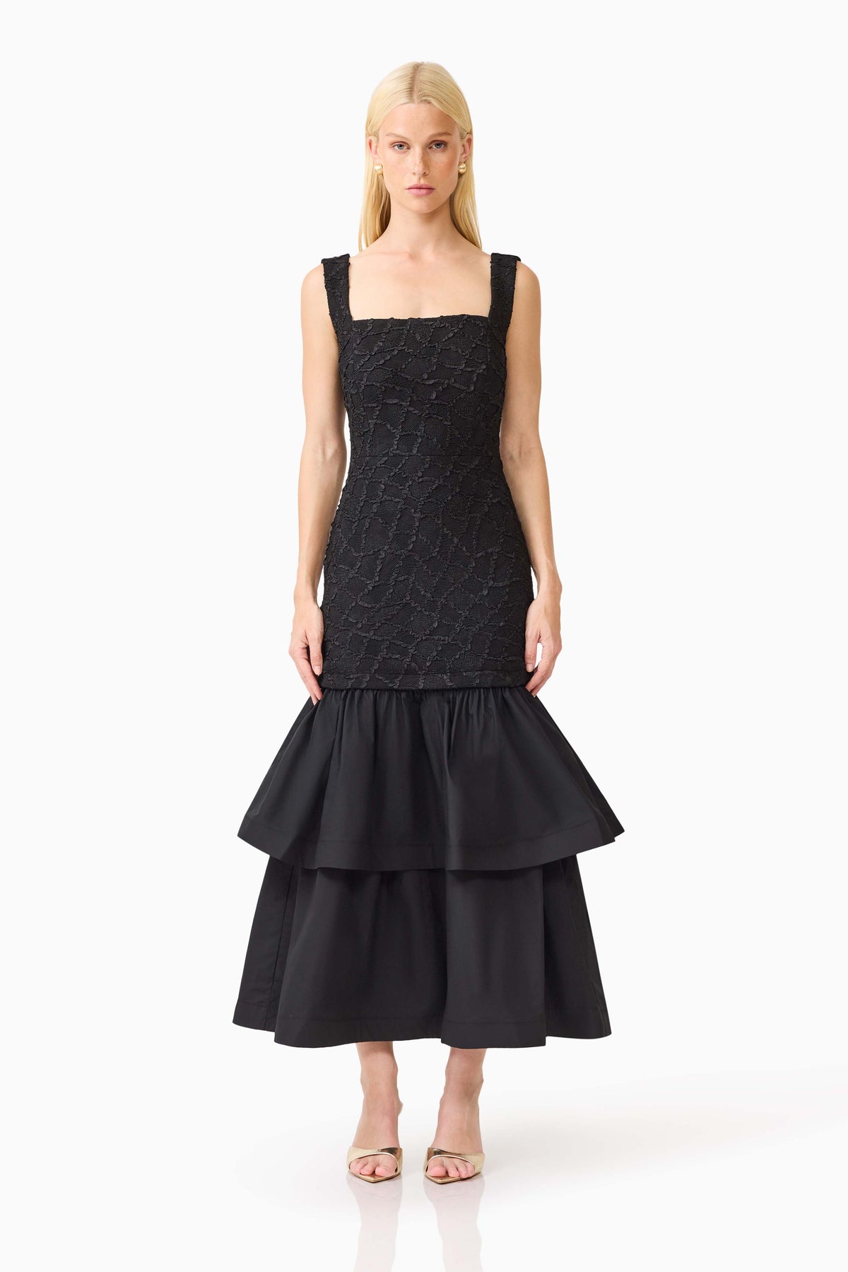 Alexandra Tiered Gown in Black