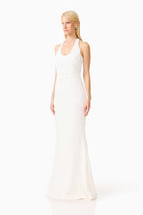 Alexandra Halter Gown Dress in White
