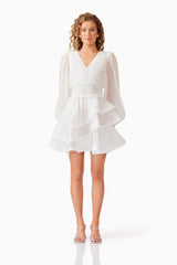 Kalani Long Sleeve Mini Dress White