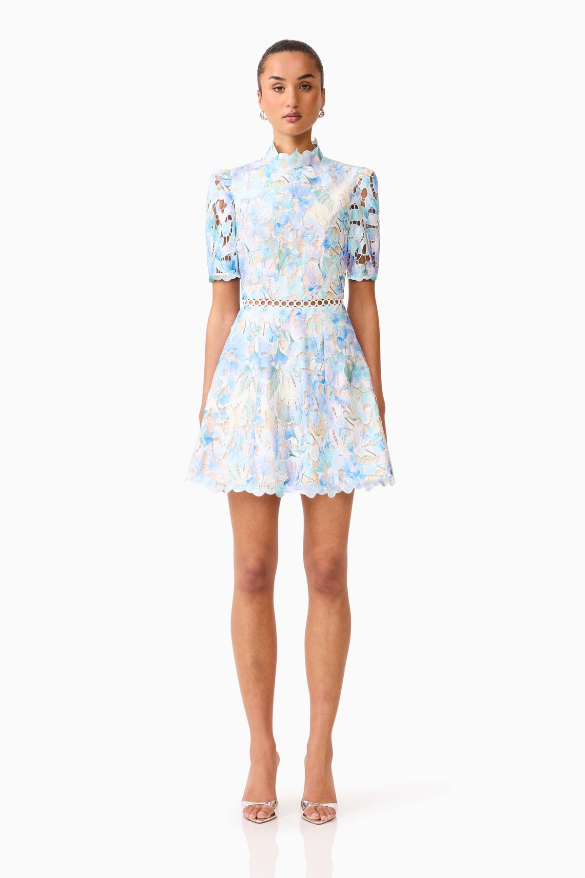 Kalissa A-Line Mini Dress in Blue Floral