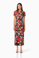 Talia Maxi Dress in Black Floral