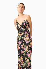 Tess Floral Maxi Dress in Black