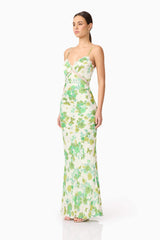 Tess Floral Maxi Dress in Green