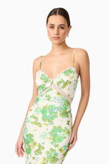 Tess Floral Maxi Dress in Green