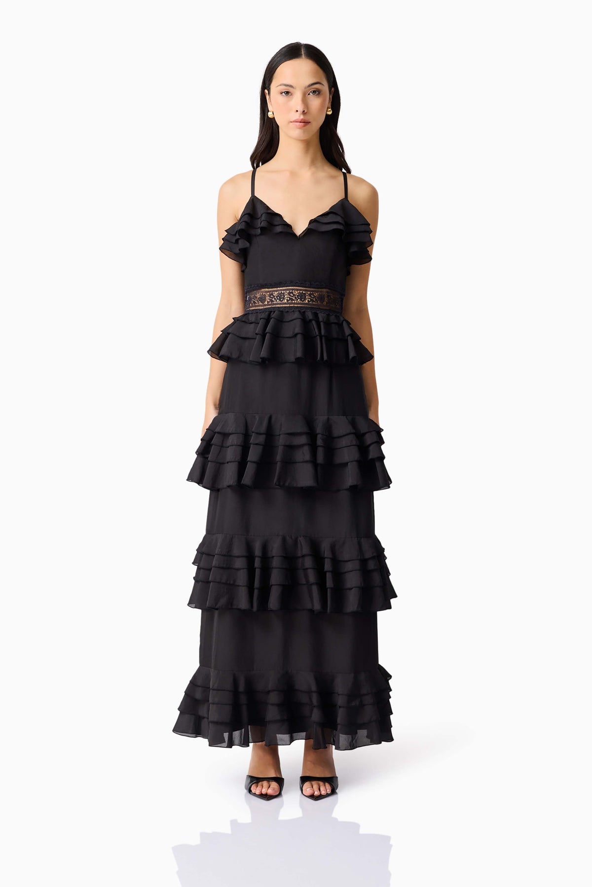 Lucinda Tiered Gown in Black