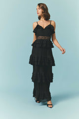 Lucinda Tiered Gown in Black