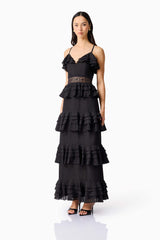 Lucinda Tiered Gown in Black