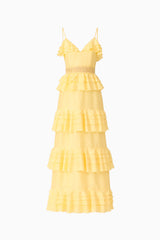Lucinda Tiered Gown in Lemon Yellow