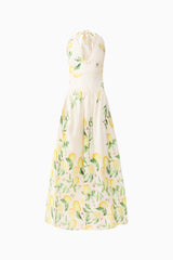 Hana Halter Gown in Lemon Print