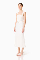Nydia Fit & Flare Maxi Dress in White