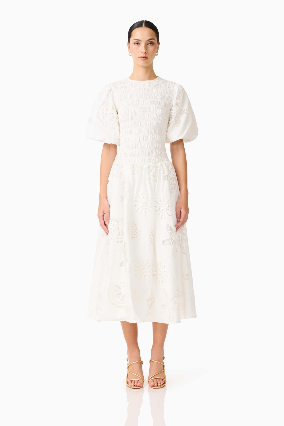 Celine Puff Sleeve Maxi Dress in White