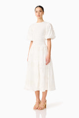 Celine Puff Sleeve Maxi Dress in White