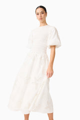 Celine Puff Sleeve Maxi Dress in White