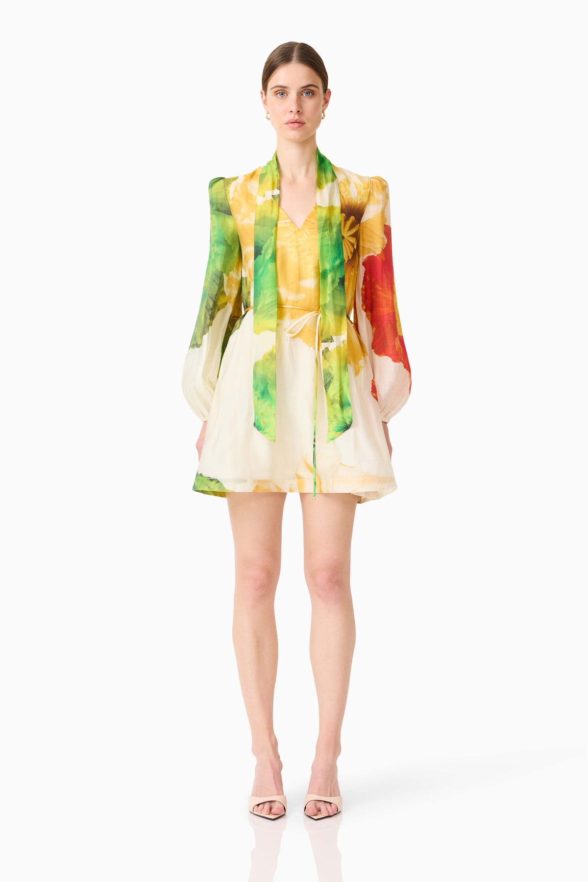 Lilia Long Sleeve Mini Dress in Multi Floral