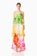 Lilia Tiered Gown in Multi Floral