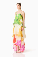 Lilia Tiered Gown in Multi Floral