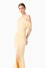 Simone One Shoulder Maxi Dress in Butter Yellow