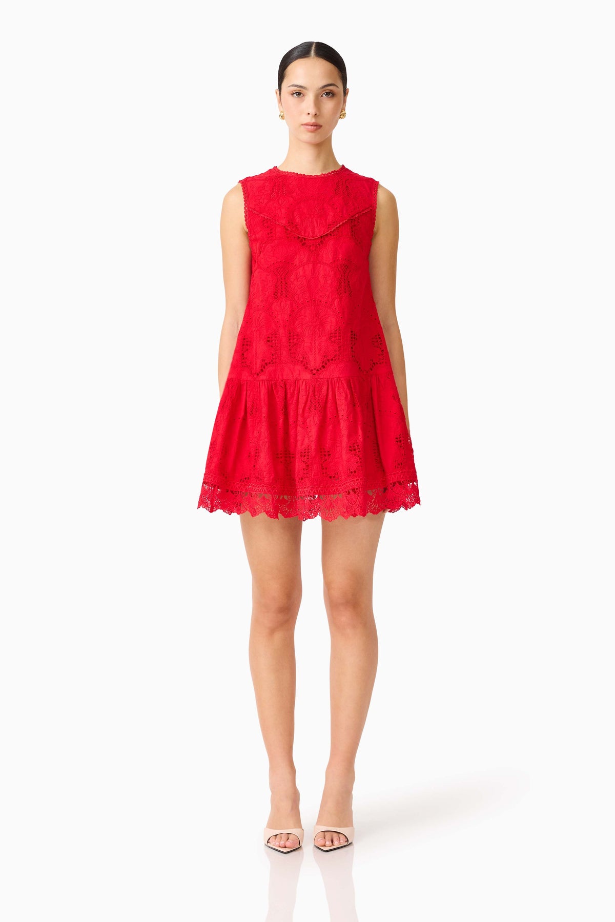Giovanna Shift Mini Dress in Red