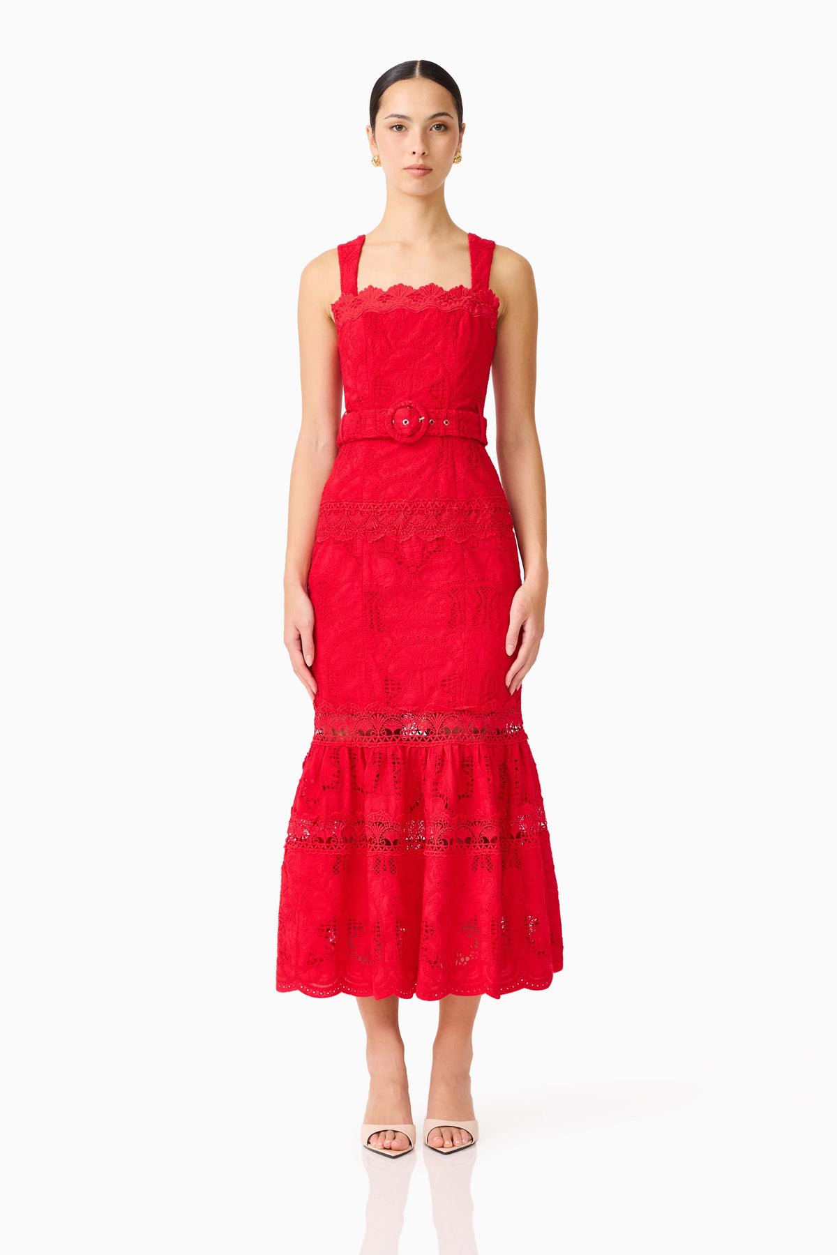 Giovanna Fit & Flare Maxi Dress in Red