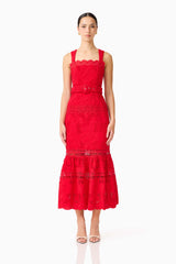 Giovanna Fit & Flare Maxi Dress in Red