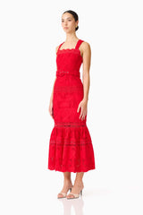 Giovanna Fit & Flare Maxi Dress in Red