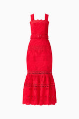 Giovanna Fit & Flare Maxi Dress in Red