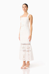 Giovanna Fit & Flare Maxi Dress in White