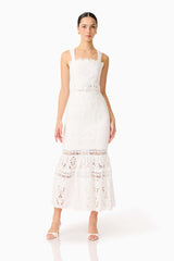Giovanna Fit & Flare Maxi Dress in White
