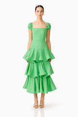 Emilie Tiered Maxi Dress in Kelly Green