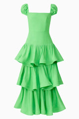 Emilie Tiered Maxi Dress in Kelly Green