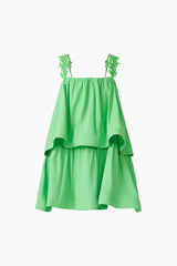 Emilie Tiered mini Dress in Kelly Green