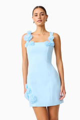 Trompe 3D Mini Dress in Blue